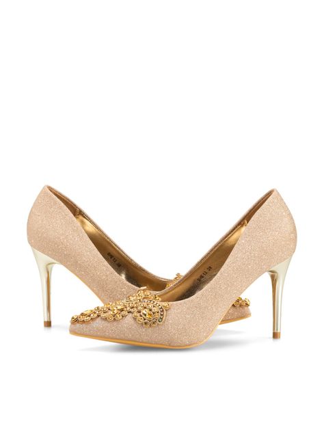 Zapato Taco Alto Dorado Fiesta GHE13 Weide-2