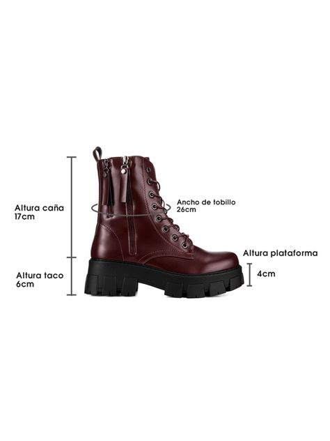 Botin Burdeo Casual Mujer Weide CZY576-5