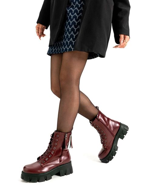 Botin Burdeo Casual Mujer Weide CZY576-1