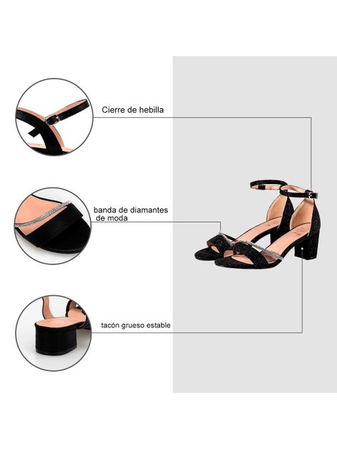 Sandalia Taco Fiesta Negra Mujer Weide YOU132-5