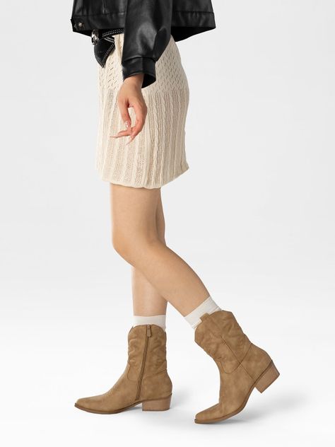 Botin Casual Mujer Moda Vintage Cowboy Bordado Weide QBM20-2