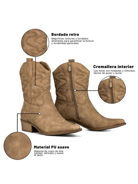 Botin Casual Mujer Moda Vintage Cowboy Bordado Weide QBM20-6
