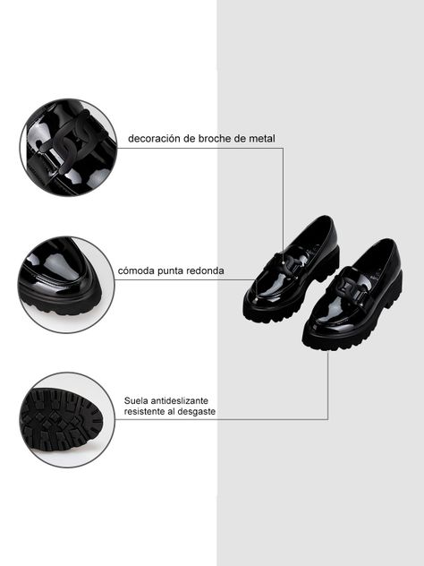 Mocasín Charol Plataforma Negro Casual Mujer Weide QIU288-6