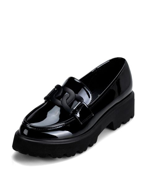 Mocasín Charol Plataforma Negro Casual Mujer Weide QIU288-0