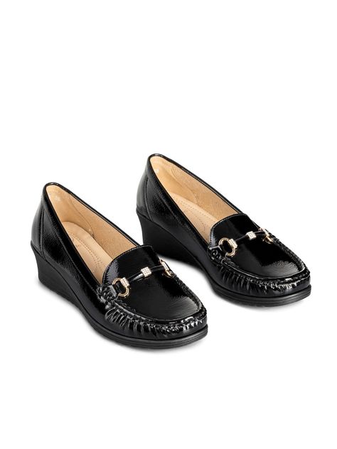 Mocasin Casual Mujer Vintage Cuña Charol Metalica Weide JS73-2
