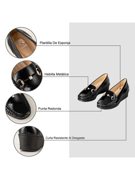 Mocasin Casual Mujer Vintage Cuña Charol Metalica Weide JS73-5