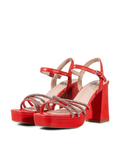 Sandalia Eco Cuero Taco Rojo Fiesta Mujer Weide YOU205-7