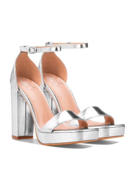Sandalia Taco Fiesta Plateada Mujer Weide YOU189-2