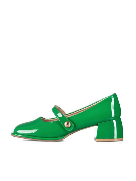 Zapato Mary Jane Verde Charol Elegante Mujer Weide YL56-1