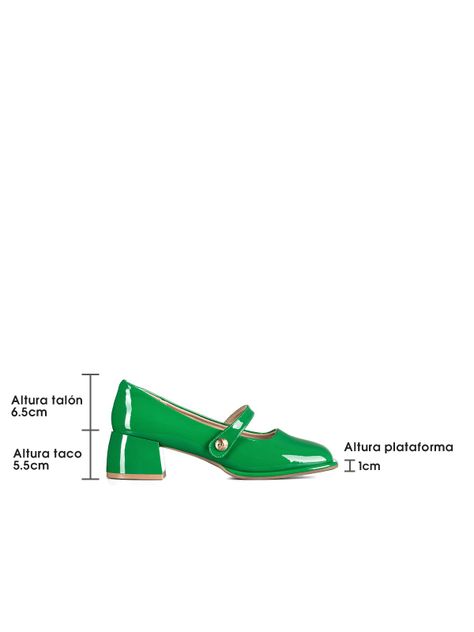 Zapato Mary Jane Verde Charol Elegante Mujer Weide YL56-4