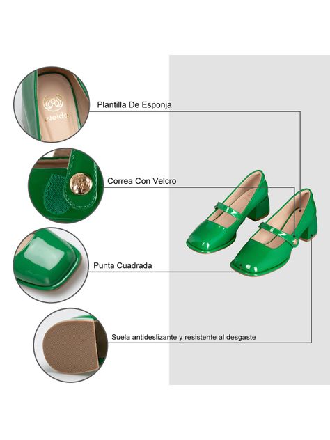Zapato Mary Jane Verde Charol Elegante Mujer Weide YL56-5