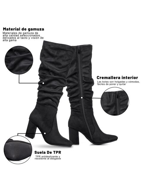 Botas Largas Mujer Casual Gamuza Tacon Grueso Weide HX512-4