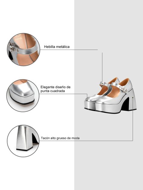 Zapato Taco Alto  Plateado Casual YL52 Weide-6