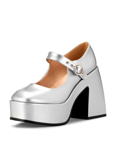 Zapato Taco Alto  Plateado Casual YL52 Weide-0