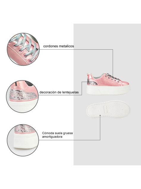 Zapatilla Plataforma Rosado Casual LT107 Weide-5