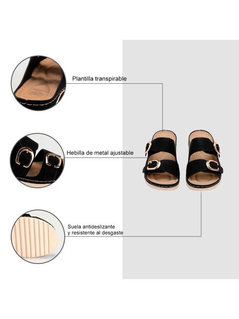 Sandalia Plana Casual Mujer Negra Weide JN31-5