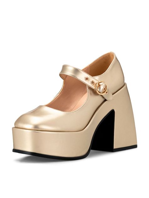 Zapato Taco Alto  Dorado Casual YL52 Weide-0