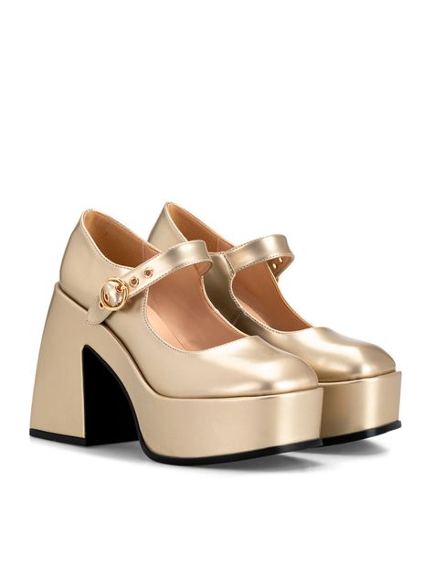 Zapato Taco Alto  Dorado Casual YL52 Weide-2