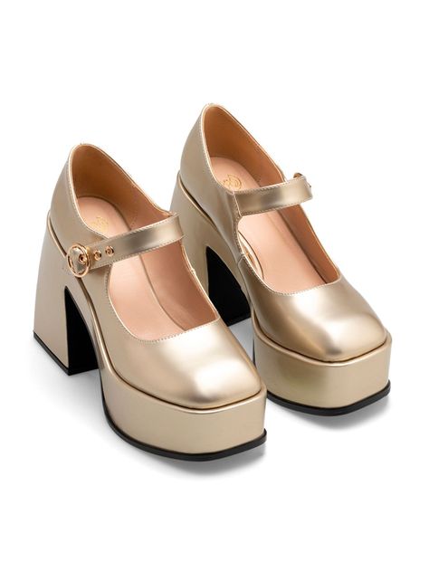 Zapato Taco Alto  Dorado Casual YL52 Weide-4