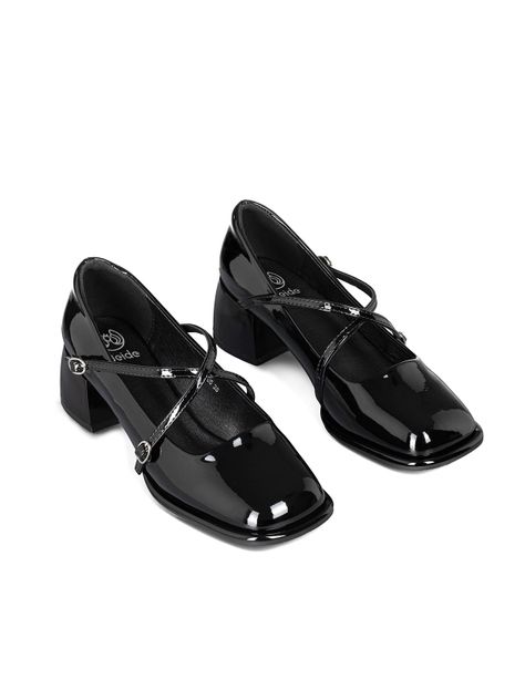 Zapato Mary Jane Negro Charol Elegante Mujer Weide YL65-2