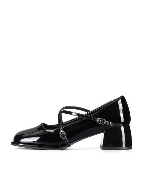 Zapato Mary Jane Negro Charol Elegante Mujer Weide YL65-1
