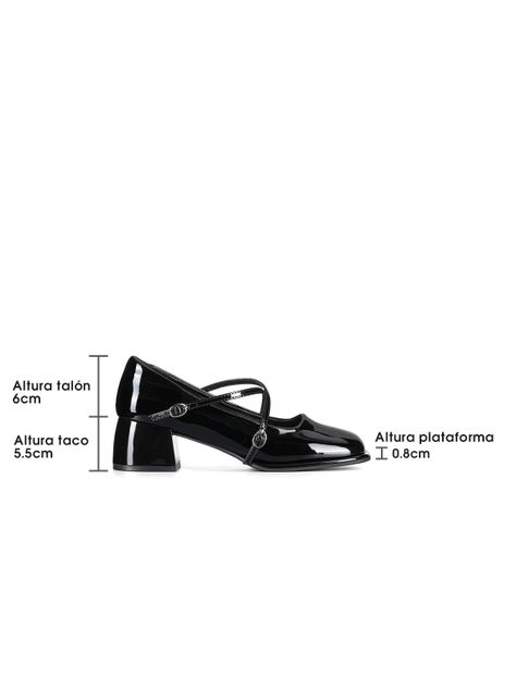Zapato Mary Jane Negro Charol Elegante Mujer Weide YL65-4