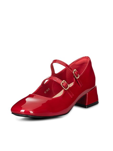 Zapatos Mary Jane Charol  Burdeo Taco Mujer Weide YL66-0