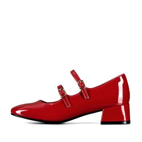 Zapatos Mary Jane Charol  Burdeo Taco Mujer Weide YL66-2