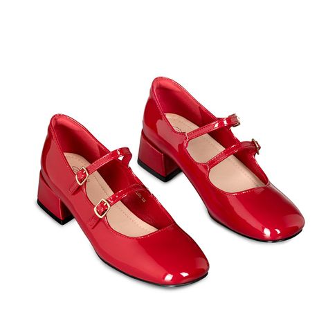 Zapatos Mary Jane Charol  Burdeo Taco Mujer Weide YL66-4
