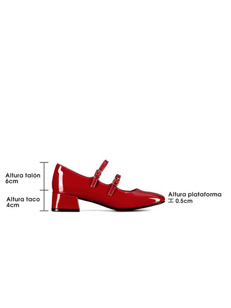 Zapatos Mary Jane Charol  Burdeo Taco Mujer Weide YL66-5