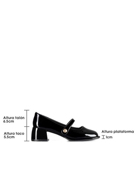 Zapato Mary Jane Negro Charol Elegante Mujer Weide YL56-4