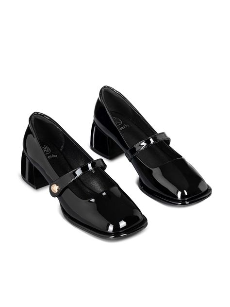 Zapato Mary Jane Negro Charol Elegante Mujer Weide YL56-6