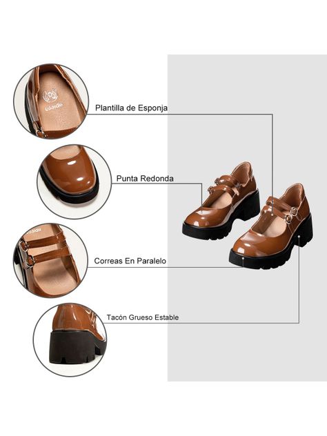 Zapatos Taco Mary Jane Marron Formal Mujer Weide YL57-6