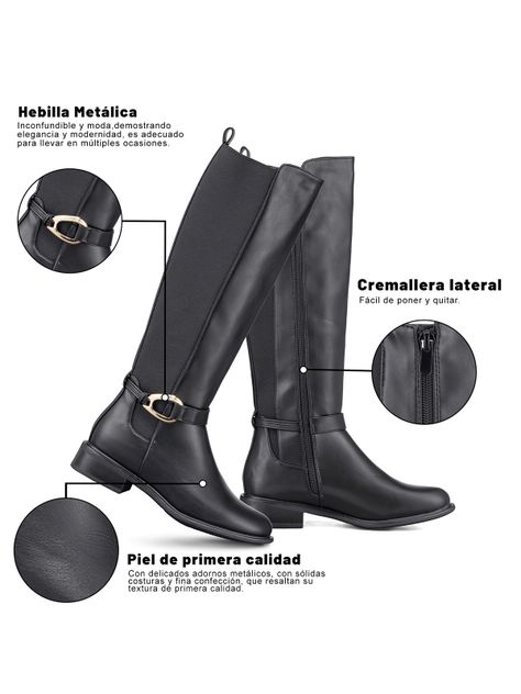 Bota Larga Mujer Casual Eco Cuero Moda Clasico Weide ZS70-4