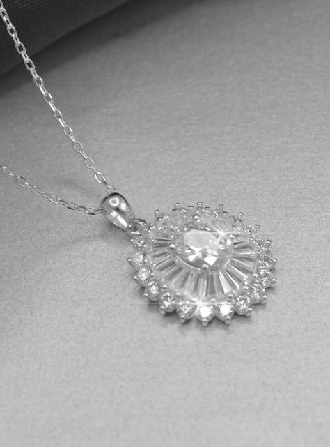 Collar plata decorado con circón ovalado-2