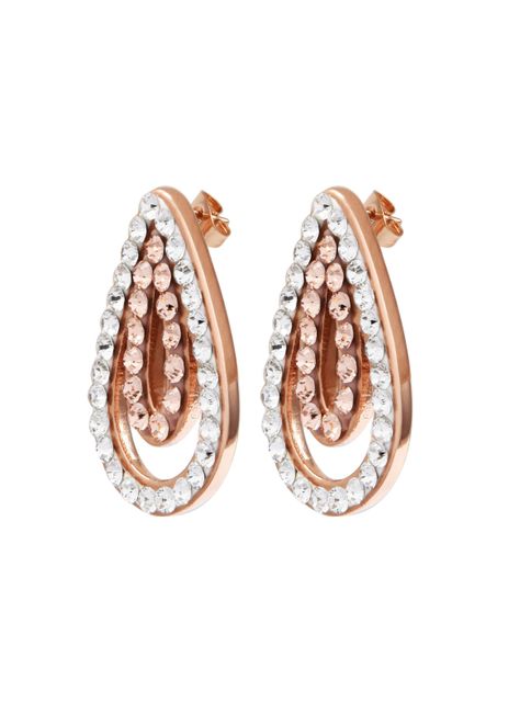 Aro doble gota en cristales blancos y rose gold-0