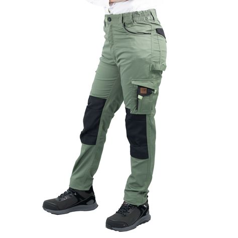 Pantalón Cargo HW Dakota Spandex Mujer Verde Oliva-2