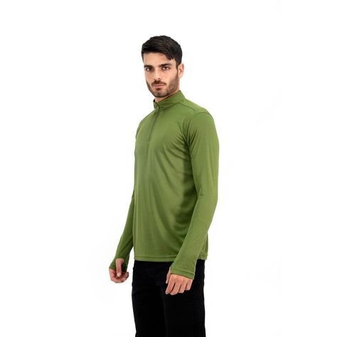 Polera Quebec Half-Zip Verde Oliva Hombre-1