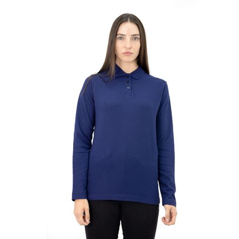 Polera Pique Quebec Manga Larga Azul Mujer-0