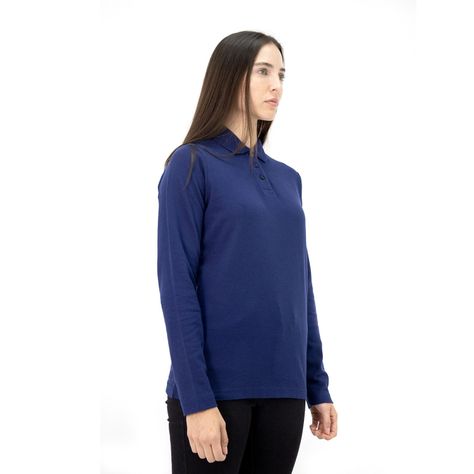 Polera Pique Quebec Manga Larga Azul Mujer-1