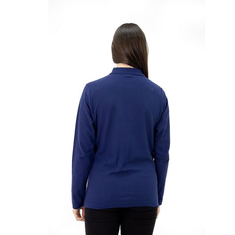 Polera Pique Quebec Manga Larga Azul Mujer-3