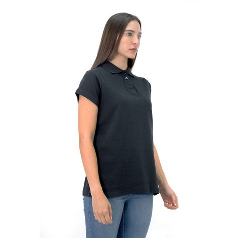 Polera Pique Quebec Manga corta Negro Mujer-1