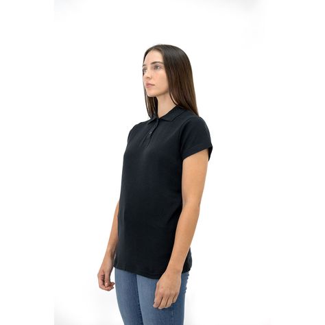 Polera Pique Quebec Manga corta Negro Mujer-2