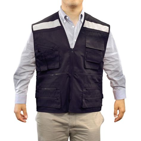 Chaleco Geólogo Poplin con Cinta Azul-0