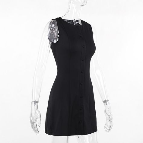 Vestido Ajustado sin Mangas Negro -1