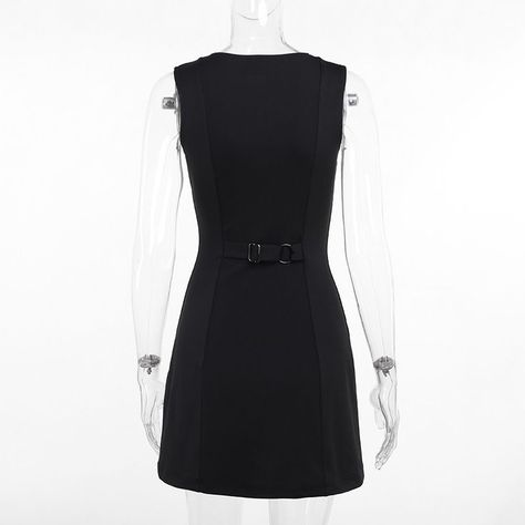 Vestido Ajustado sin Mangas Negro -2