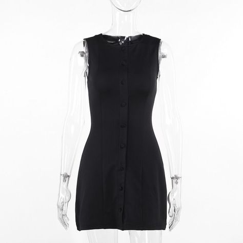 Vestido Ajustado sin Mangas Negro -4