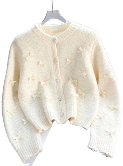 Suéter de Punto con Lazo Mujer Beige-0