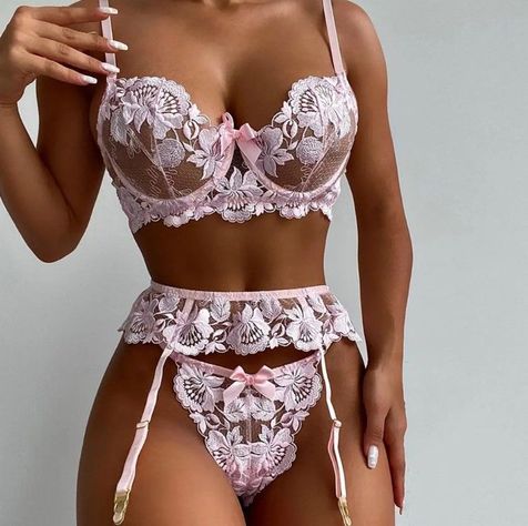 Set Lenceria Ropa Interior Mujer Colirio Rosa-0