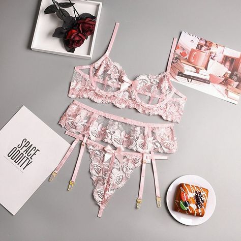 Set Lenceria Ropa Interior Mujer Colirio Rosa-4